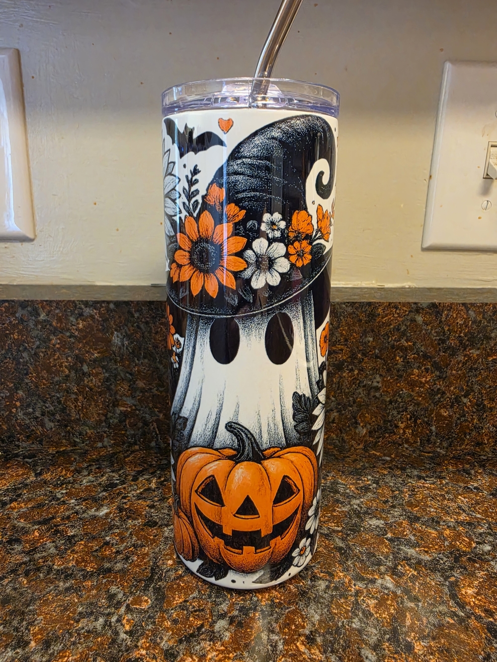 Halloween Ghost & Pumpkin Stainless Tumbler